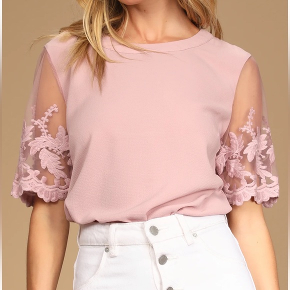 Lulu’s Lisa Marie Mauve Pink Embroidered Top - Picture 1 of 2